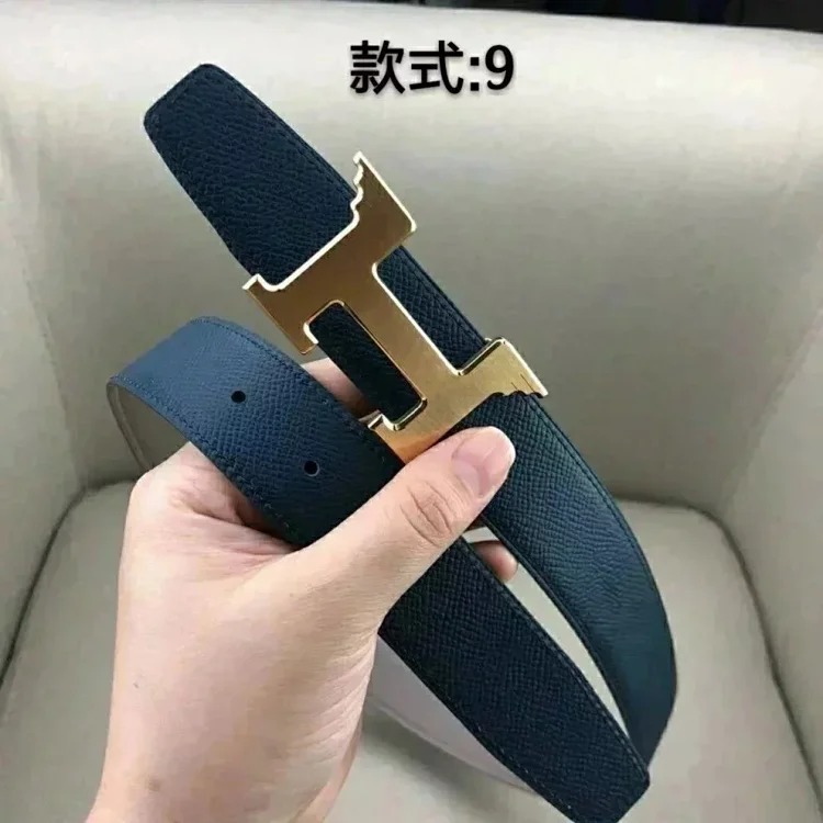 Original single counter version comes with packaging belt for men and women, double-sided belt, Italian cowhide original leather, pure steel buckle, palm pattern, H-home double H-buckle I