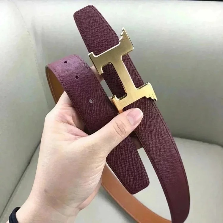 Original single counter version comes with packaging belt for men and women, double-sided belt, Italian cowhide original leather, pure steel buckle, palm pattern, H-home double H-buckle I