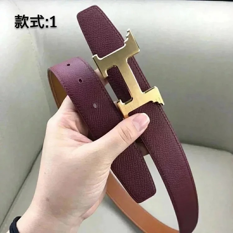 Original single counter version comes with packaging belt for men and women, double-sided belt, Italian cowhide original leather, pure steel buckle, palm pattern, H-home double H-buckle I