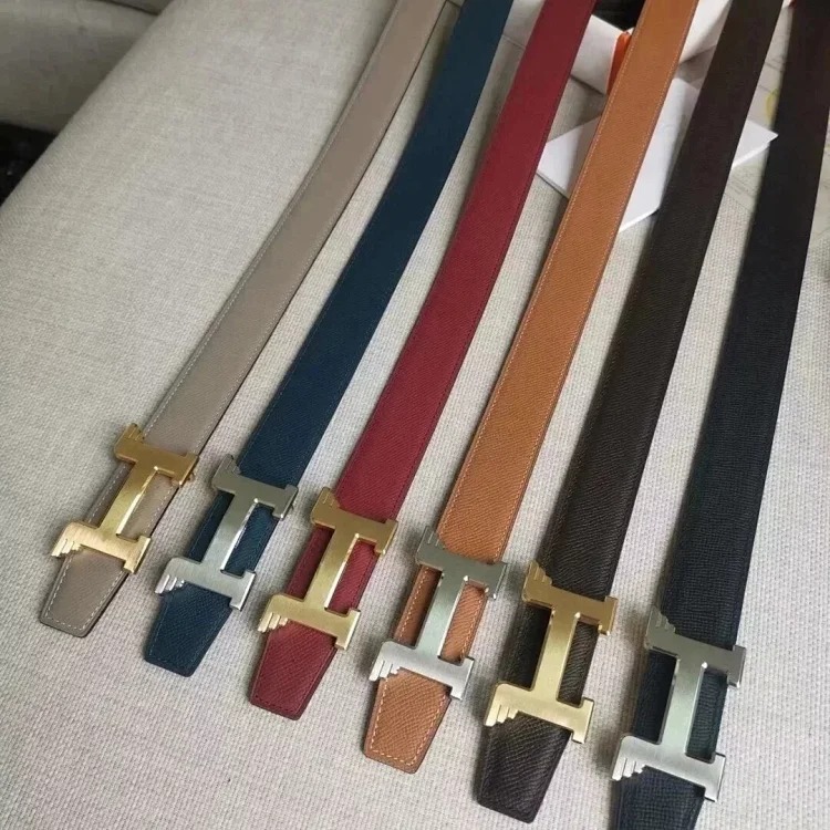 Original single counter version comes with packaging belt for men and women, double-sided belt, Italian cowhide original leather, pure steel buckle, palm pattern, H-home double H-buckle I