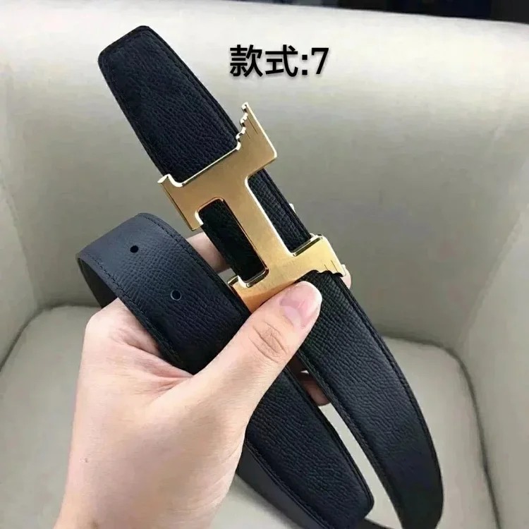 Original single counter version comes with packaging belt for men and women, double-sided belt, Italian cowhide original leather, pure steel buckle, palm pattern, H-home double H-buckle I