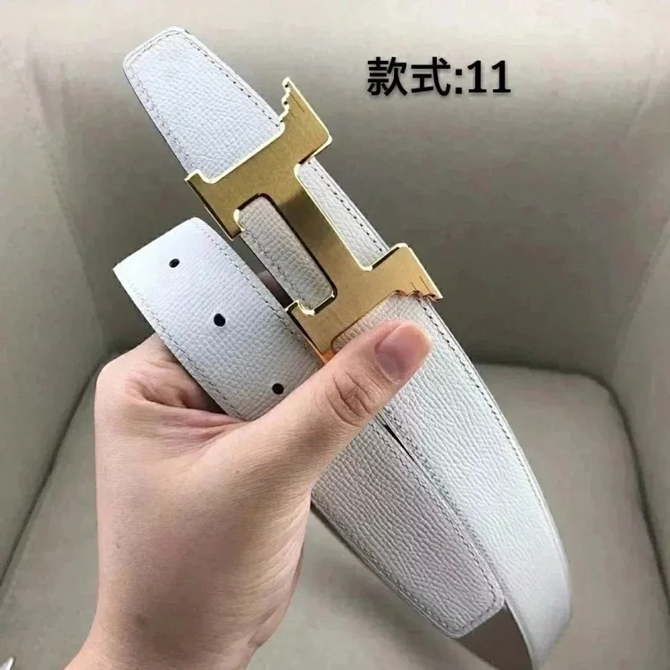Original single counter version comes with packaging belt for men and women, double-sided belt, Italian cowhide original leather, pure steel buckle, palm pattern, H-home double H-buckle I