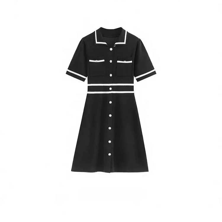 Summer new French style fashionable little fragrance style splicing ice silk ice hemp atmospheric dress