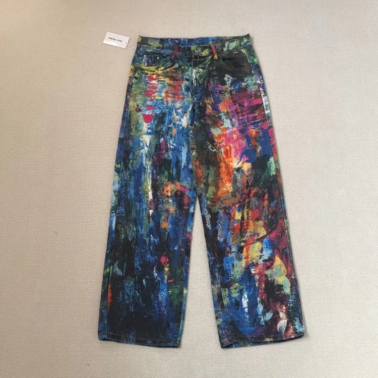 AC3D printed ne oil paint palette straight jeans full series set