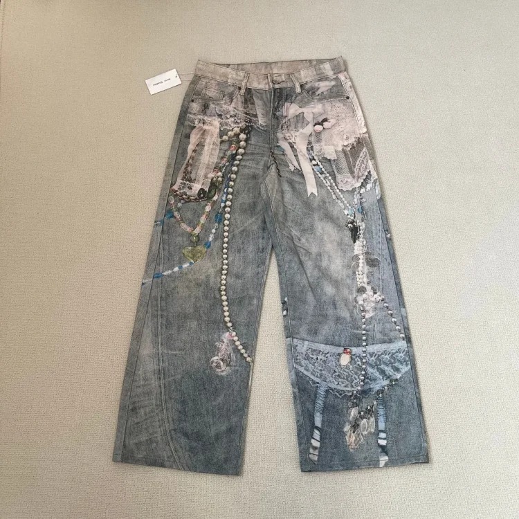 AC3D printed ne oil paint palette straight jeans full series set
