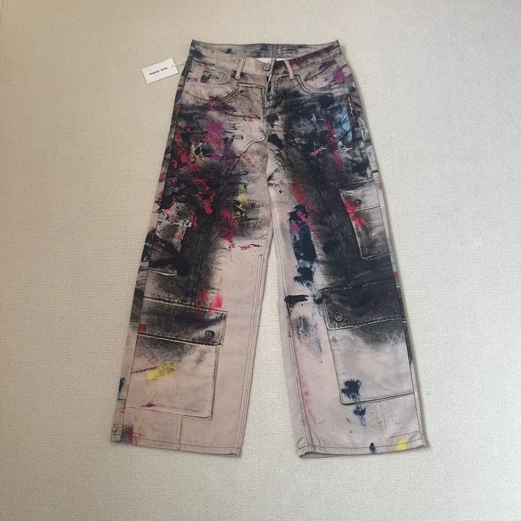 AC3D printed ne oil paint palette straight jeans full series set