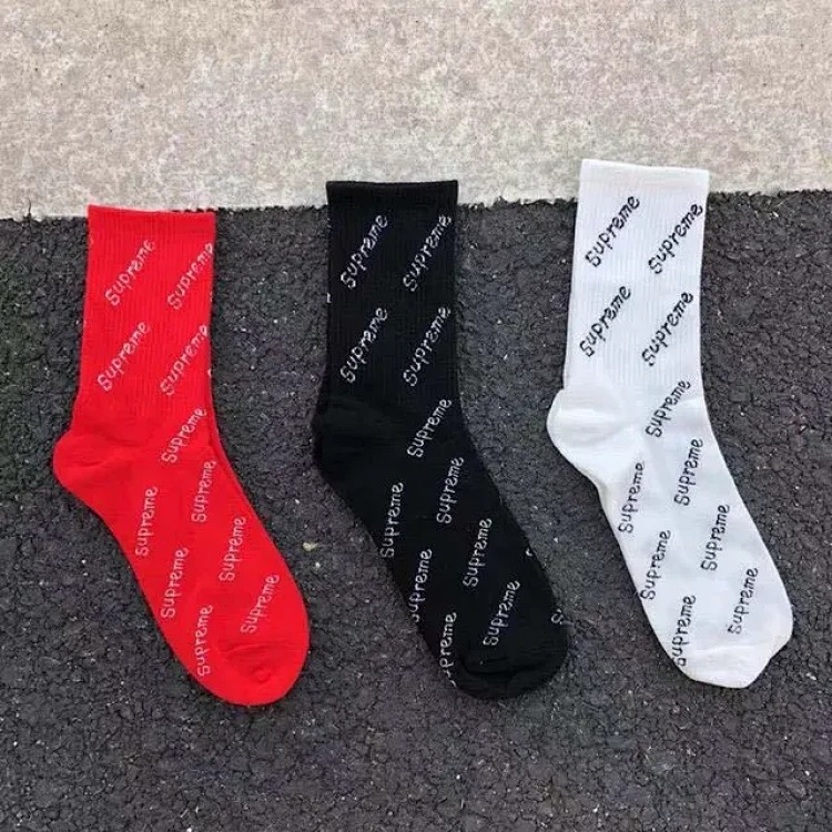 3 pairs of SUP trendy brand socks, sports mid-tube socks for men and women, mid-high top solid color skateboard socks, trendy socks