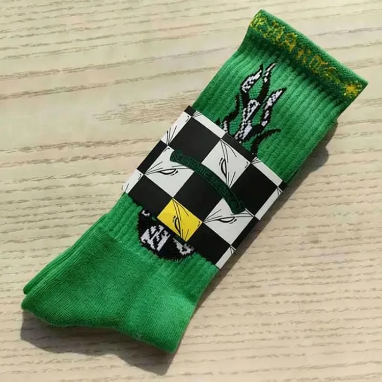 Chrome Hearts socks striped letters red lips graffiti embroidered logo towel bottom sports trendy socks