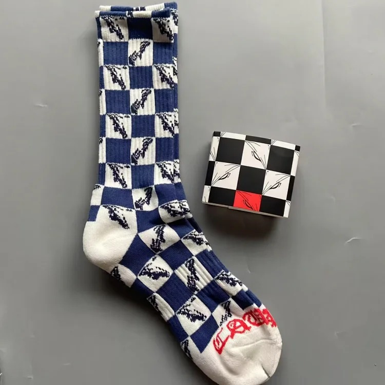 Chrome Hearts socks striped letters red lips graffiti embroidered logo towel bottom sports trendy socks