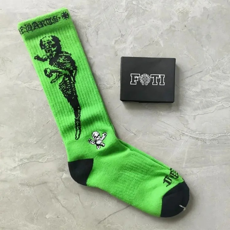 Chrome Hearts socks striped letters red lips graffiti embroidered logo towel bottom sports trendy socks