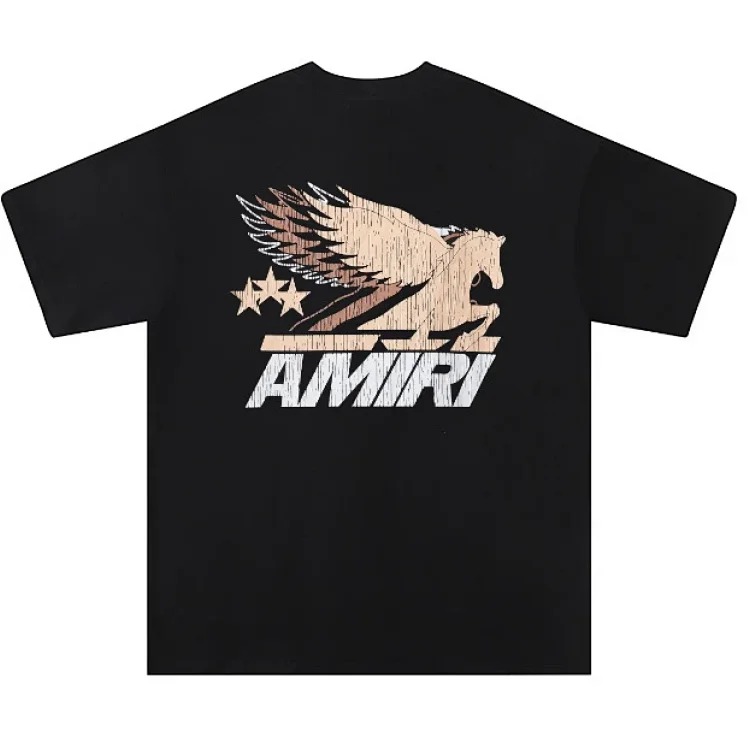 Trendy brand AMI short-sleeved T-shirts for men and women for all seasons, high street printed loose half-sleeves, handsome street T-shirts