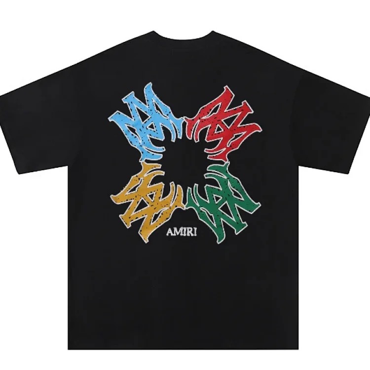 Trendy brand AMI short-sleeved T-shirts for men and women for all seasons, high street printed loose half-sleeves, handsome street T-shirts
