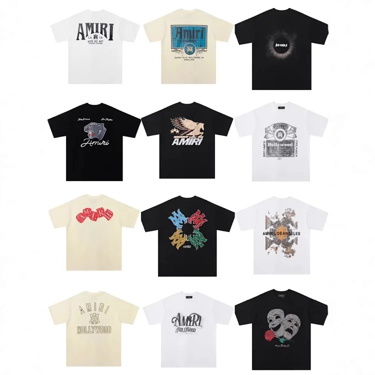 Trendy brand AMI short-sleeved T-shirts for men and women for all seasons, high street printed loose half-sleeves, handsome street T-shirts