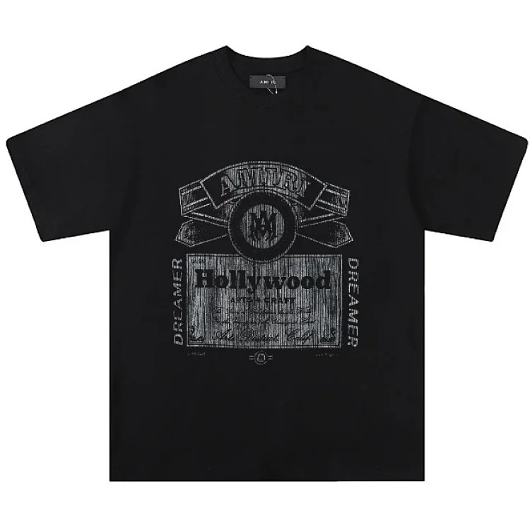 Trendy brand AMI short-sleeved T-shirts for men and women for all seasons, high street printed loose half-sleeves, handsome street T-shirts