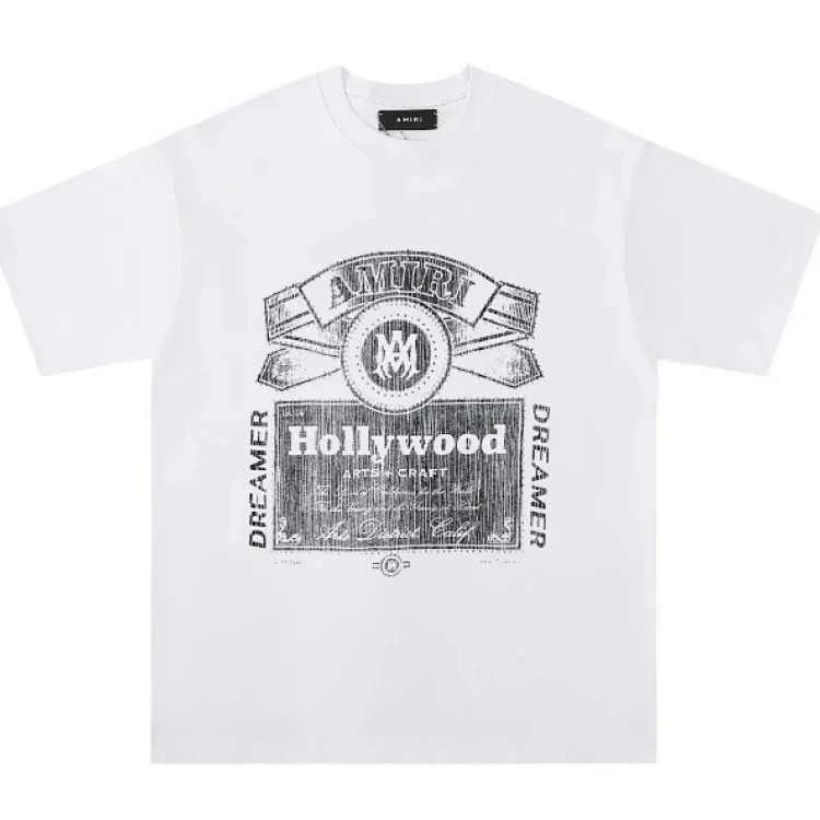 Trendy brand AMI short-sleeved T-shirts for men and women for all seasons, high street printed loose half-sleeves, handsome street T-shirts