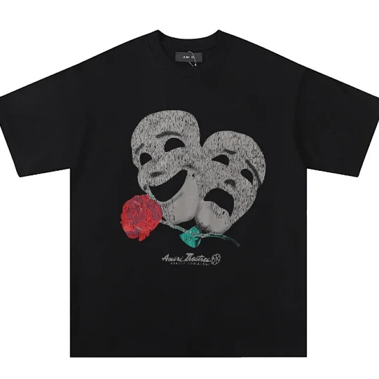 Trendy brand AMI short-sleeved T-shirts for men and women for all seasons, high street printed loose half-sleeves, handsome street T-shirts