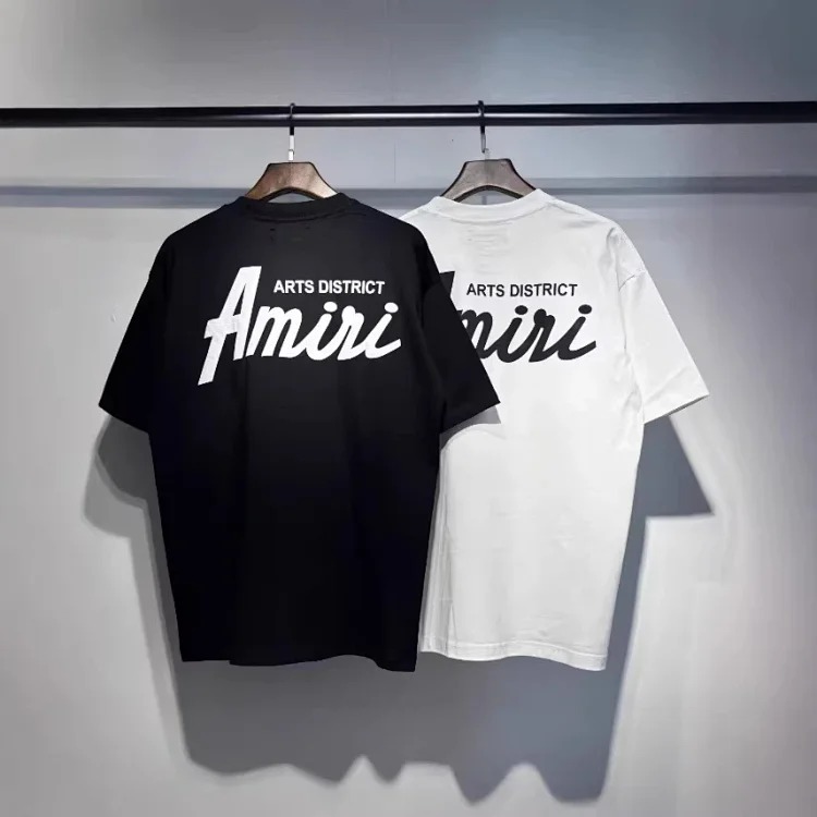 Trendy brand AMI short-sleeved T-shirts for men and women for all seasons, high street printed loose half-sleeves, handsome street T-shirts