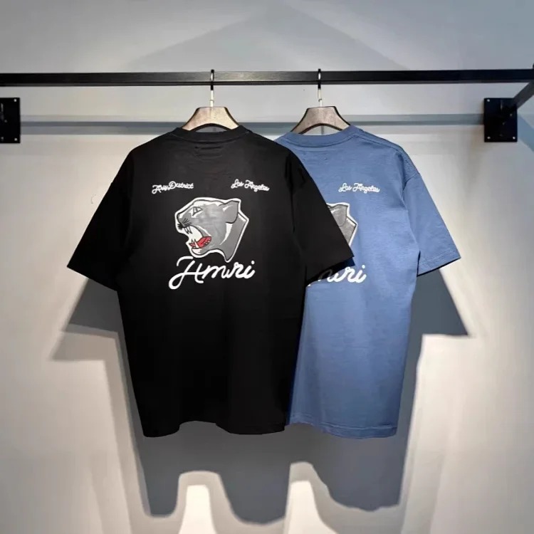 Trendy brand AMI short-sleeved T-shirts for men and women for all seasons, high street printed loose half-sleeves, handsome street T-shirts