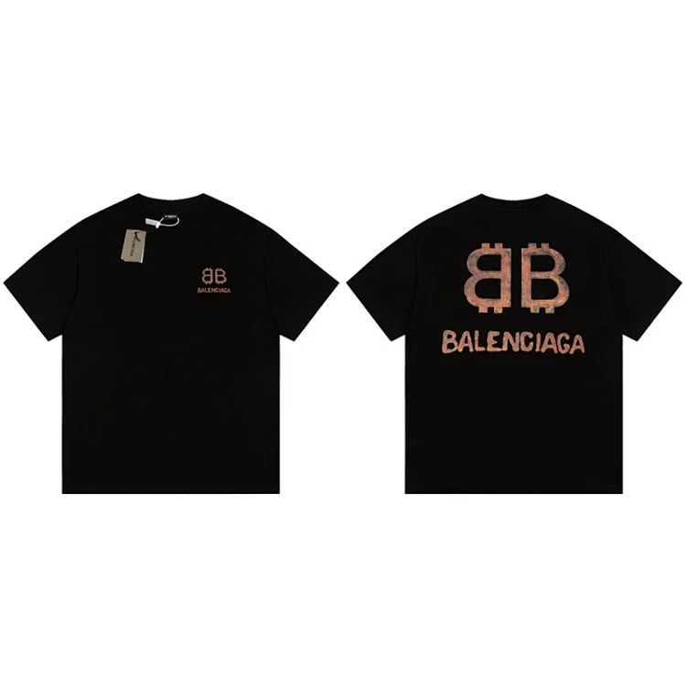 B family T-shirt spring and heavyweight pure cotton short-sleeved T casual versatile men and women the same style