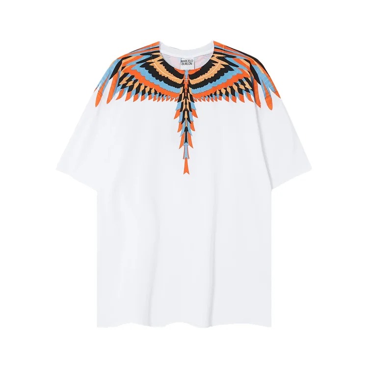 MB wings short-sleeved Marcelo European and American trendy brand men's and women's feather T-shirt half-sleeved MARCELO printed tee