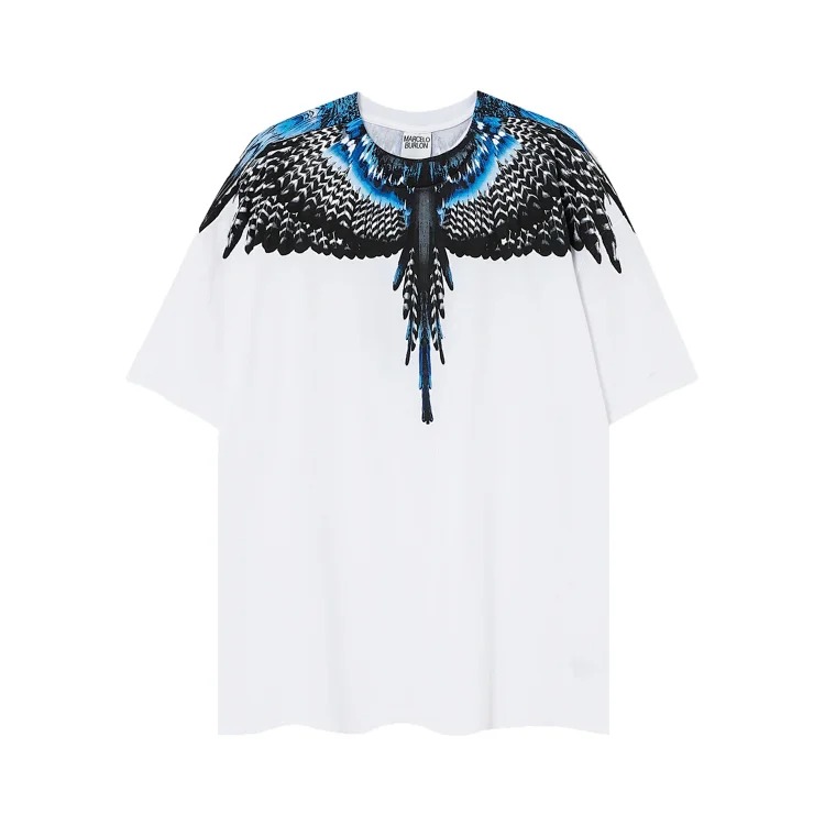 MB wings short-sleeved Marcelo European and American trendy brand men's and women's feather T-shirt half-sleeved MARCELO printed tee