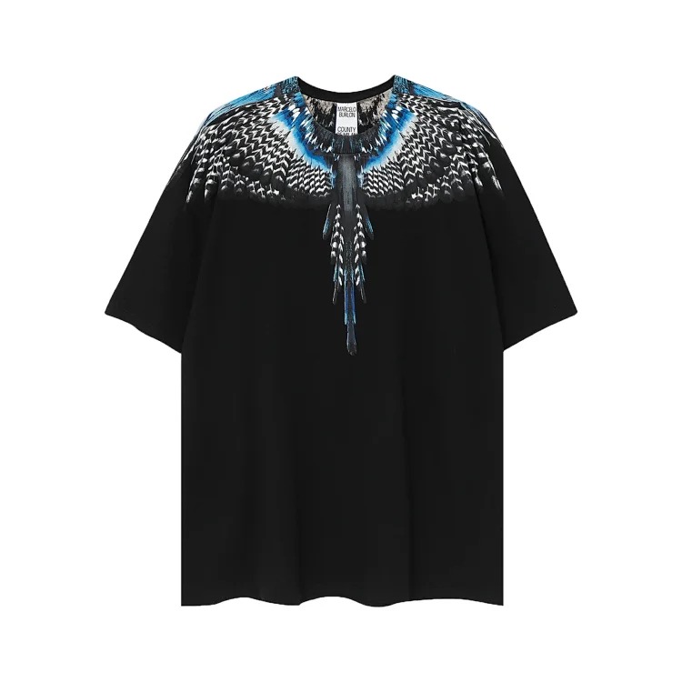 MB wings short-sleeved Marcelo European and American trendy brand men's and women's feather T-shirt half-sleeved MARCELO printed tee