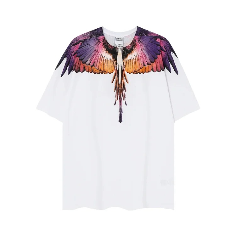 MB wings short-sleeved Marcelo European and American trendy brand men's and women's feather T-shirt half-sleeved MARCELO printed tee