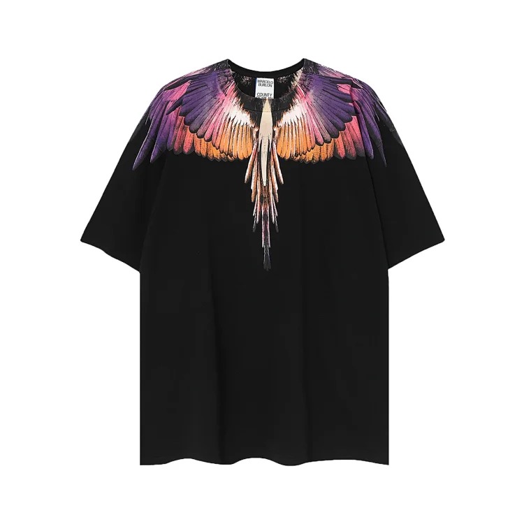 MB wings short-sleeved Marcelo European and American trendy brand men's and women's feather T-shirt half-sleeved MARCELO printed tee
