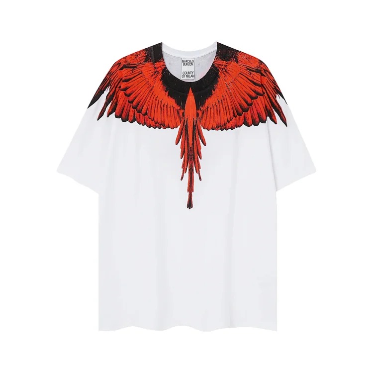 MB wings short-sleeved Marcelo European and American trendy brand men's and women's feather T-shirt half-sleeved MARCELO printed tee