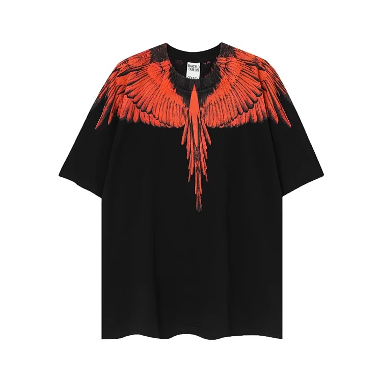 MB wings short-sleeved Marcelo European and American trendy brand men's and women's feather T-shirt half-sleeved MARCELO printed tee