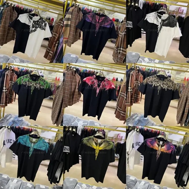 MB wings short-sleeved Marcelo European and American trendy brand men's and women's feather T-shirt half-sleeved MARCELO printed tee