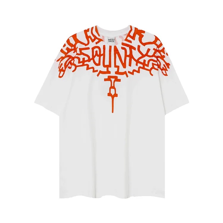 MB wings short-sleeved Marcelo European and American trendy brand men's and women's feather T-shirt half-sleeved MARCELO printed tee
