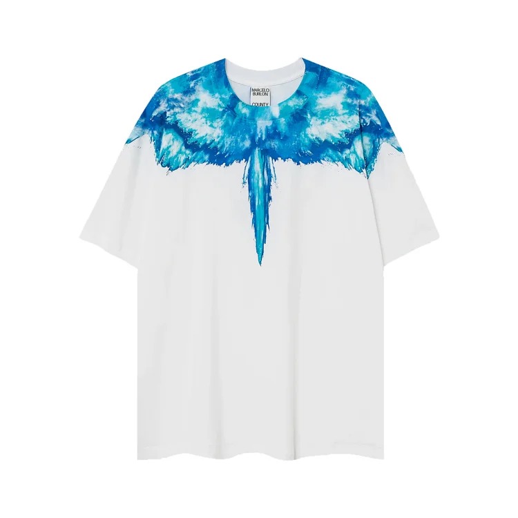MB wings short-sleeved Marcelo European and American trendy brand men's and women's feather T-shirt half-sleeved MARCELO printed tee