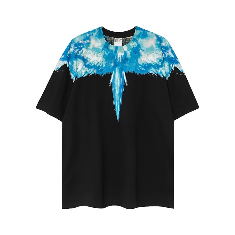 MB wings short-sleeved Marcelo European and American trendy brand men's and women's feather T-shirt half-sleeved MARCELO printed tee