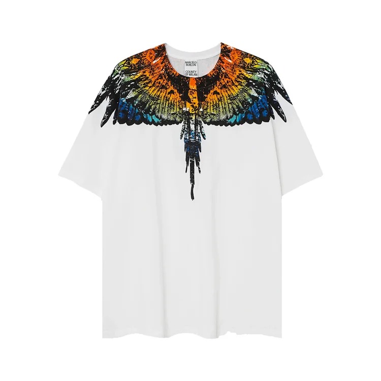 MB wings short-sleeved Marcelo European and American trendy brand men's and women's feather T-shirt half-sleeved MARCELO printed tee