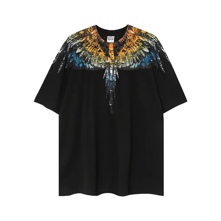 MB wings short-sleeved Marcelo European and American trendy brand men's and women's feather T-shirt half-sleeved MARCELO printed tee