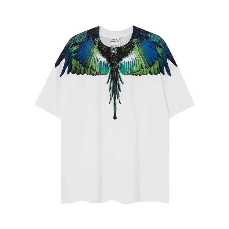MB wings short-sleeved Marcelo European and American trendy brand men's and women's feather T-shirt half-sleeved MARCELO printed tee