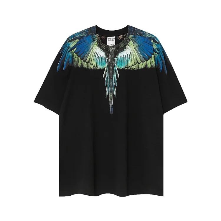 MB wings short-sleeved Marcelo European and American trendy brand men's and women's feather T-shirt half-sleeved MARCELO printed tee