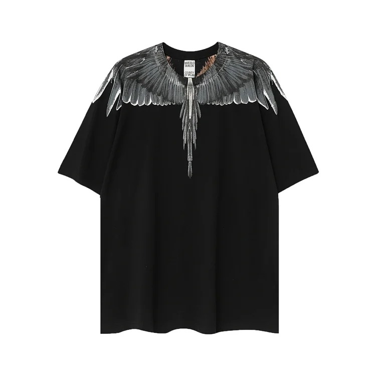 MB wings short-sleeved Marcelo European and American trendy brand men's and women's feather T-shirt half-sleeved MARCELO printed tee