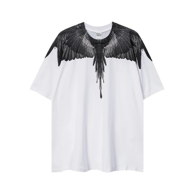 MB wings short-sleeved Marcelo European and American trendy brand men's and women's feather T-shirt half-sleeved MARCELO printed tee