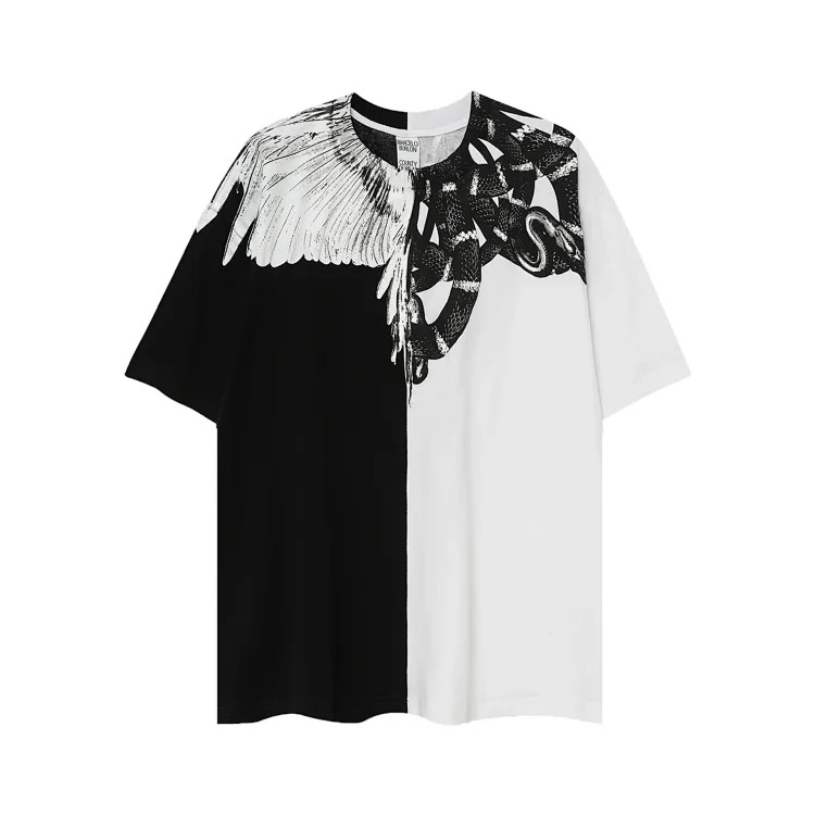 MB wings short-sleeved Marcelo European and American trendy brand men's and women's feather T-shirt half-sleeved MARCELO printed tee