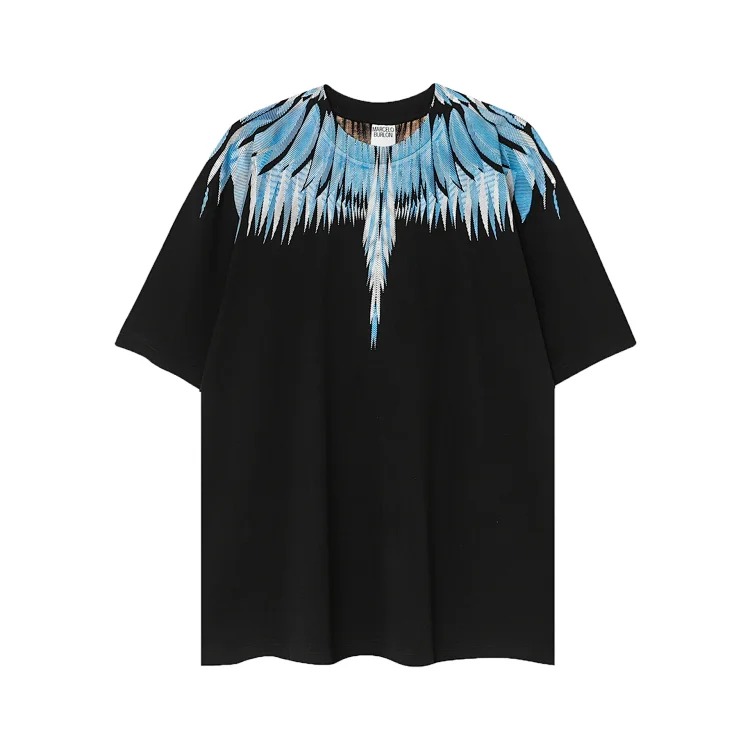 MB wings short-sleeved Marcelo European and American trendy brand men's and women's feather T-shirt half-sleeved MARCELO printed tee