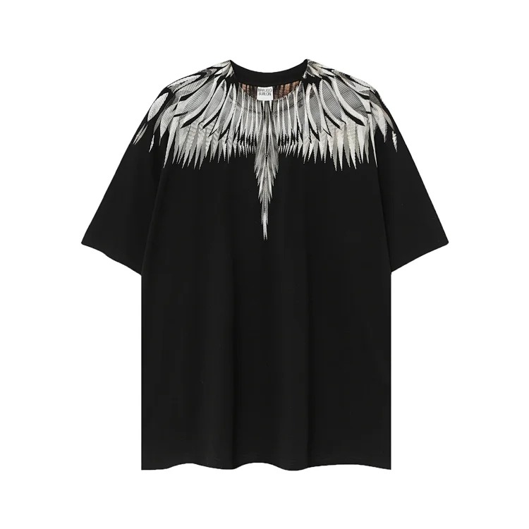 MB wings short-sleeved Marcelo European and American trendy brand men's and women's feather T-shirt half-sleeved MARCELO printed tee