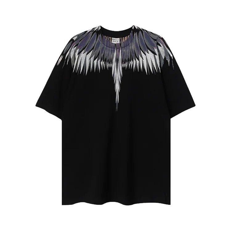 MB wings short-sleeved Marcelo European and American trendy brand men's and women's feather T-shirt half-sleeved MARCELO printed tee