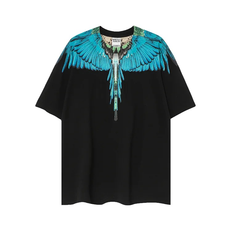 MB wings short-sleeved Marcelo European and American trendy brand men's and women's feather T-shirt half-sleeved MARCELO printed tee