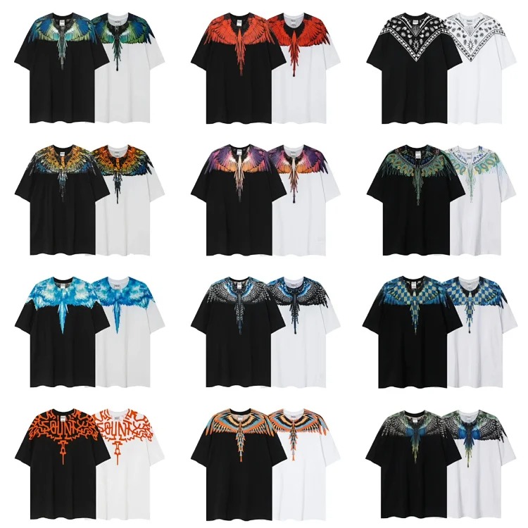 MB wings short-sleeved Marcelo European and American trendy brand men's and women's feather T-shirt half-sleeved MARCELO printed tee
