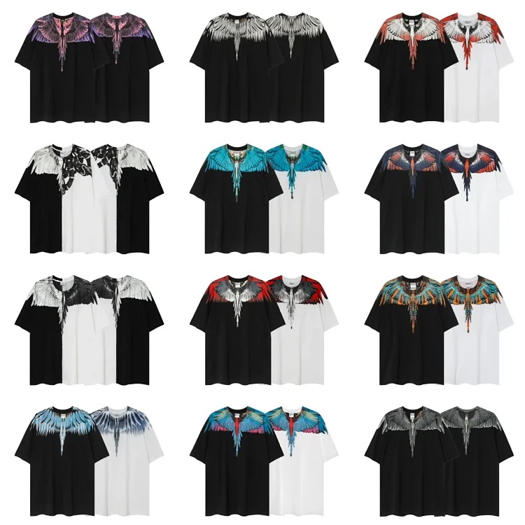 MB wings short-sleeved Marcelo European and American trendy brand men's and women's feather T-shirt half-sleeved MARCELO printed tee