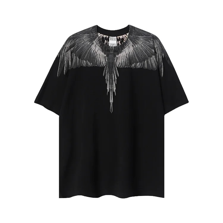 MB wings short-sleeved Marcelo European and American trendy brand men's and women's feather T-shirt half-sleeved MARCELO printed tee