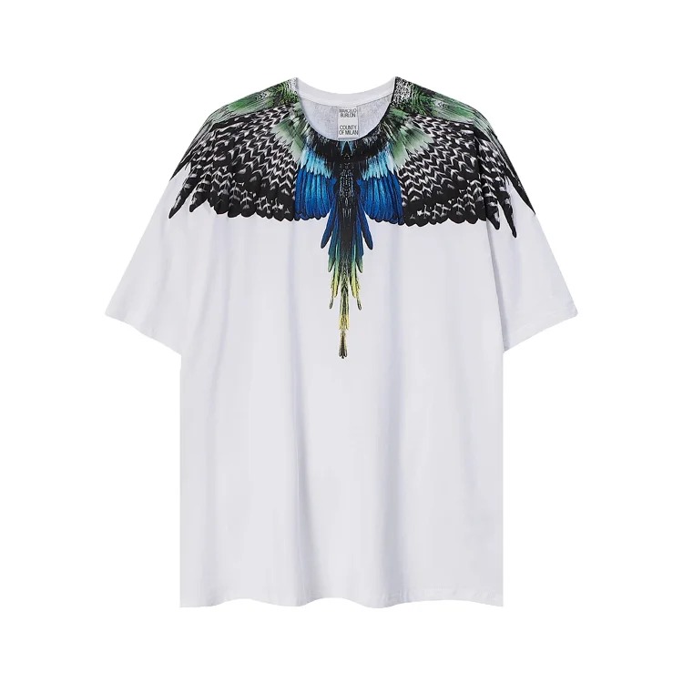 MB wings short-sleeved Marcelo European and American trendy brand men's and women's feather T-shirt half-sleeved MARCELO printed tee