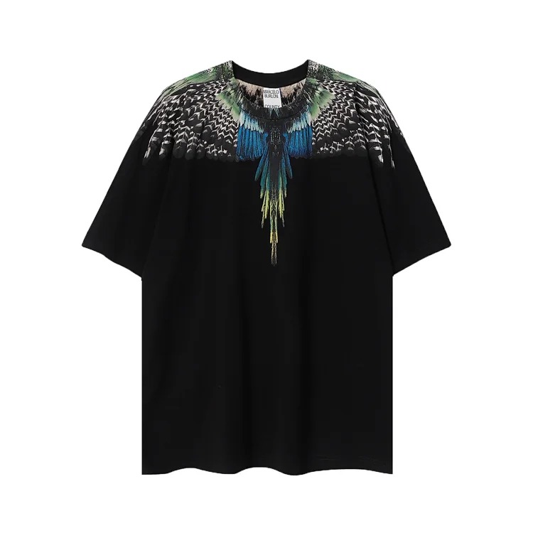 MB wings short-sleeved Marcelo European and American trendy brand men's and women's feather T-shirt half-sleeved MARCELO printed tee